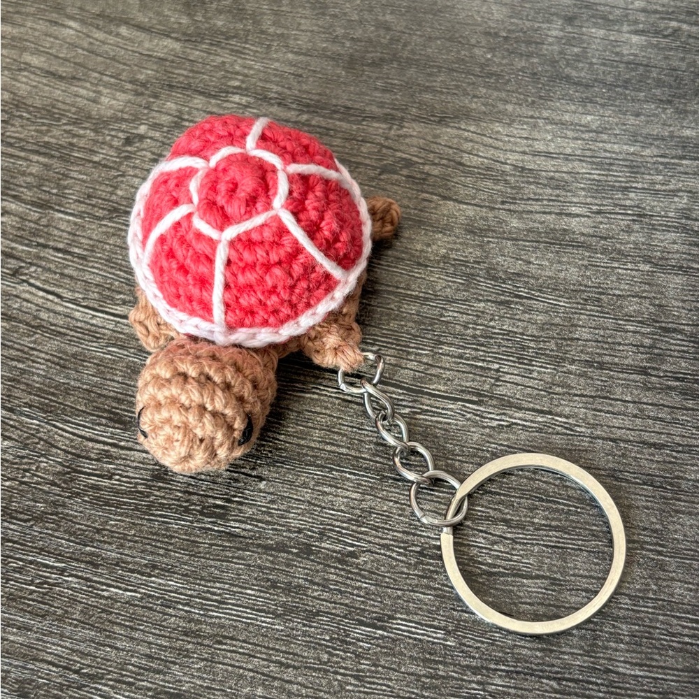 NWOT Handcrafted Crochet Pink Turtle Keychain
